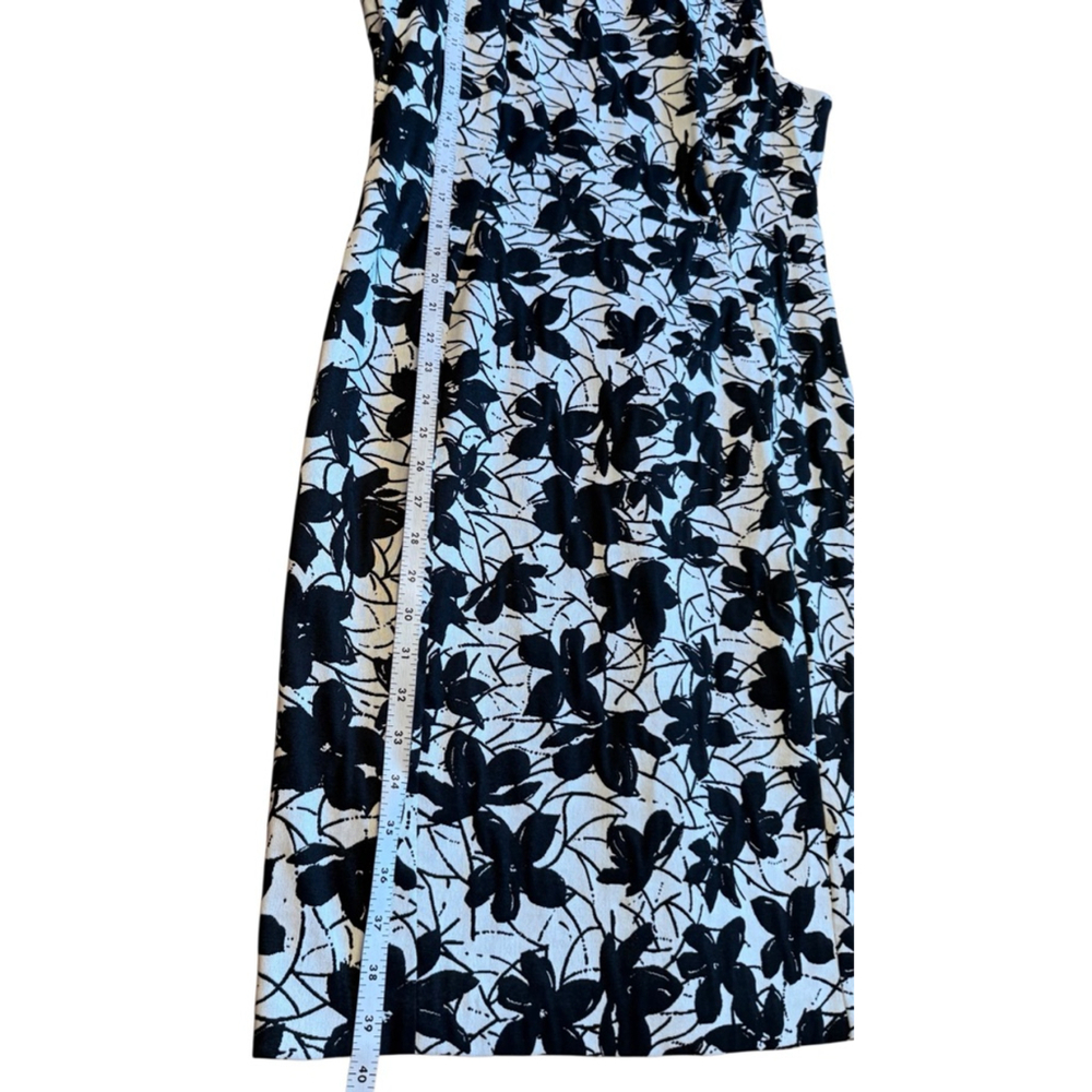 Calvin Klein Black & White Floral Sleeveless Sheath Dress Size 12 - Picture 9 of 11